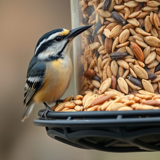 Close-up of nyjer seed-filled feeder