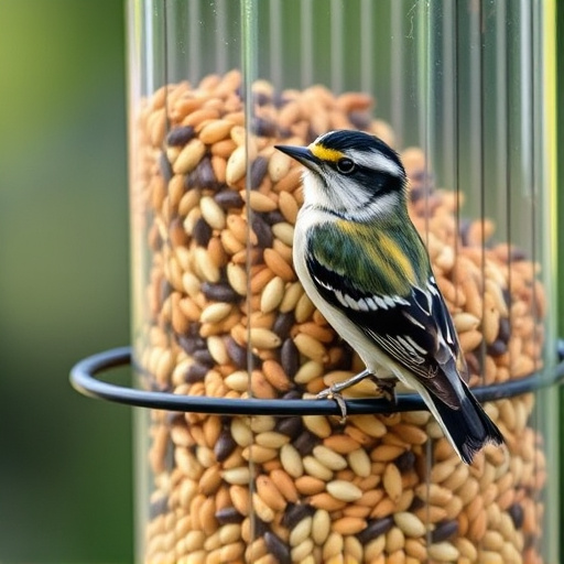 Close-up of nyjer seed-filled feeder