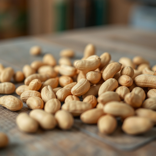 Close-up of peanuts on feeding table