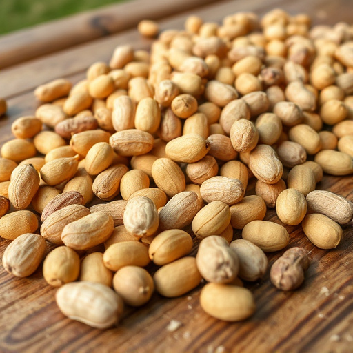 Close-up of peanuts on feeding table