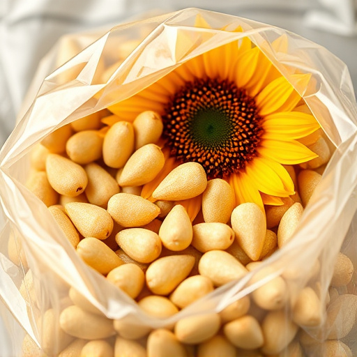 Close-up of premium sunflower hearts in bag