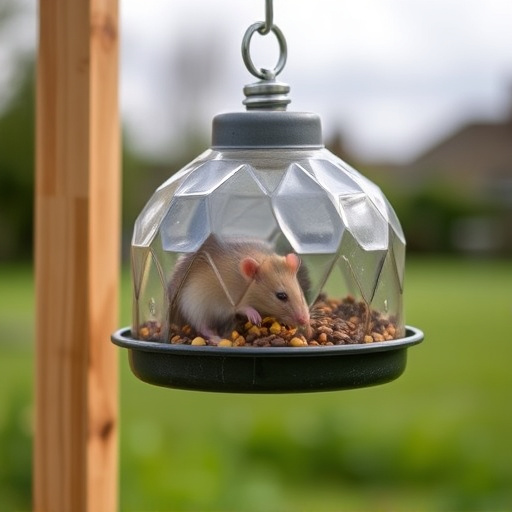 Close-up of rat-proof feeder design
