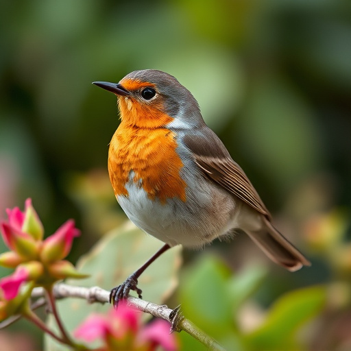 Close-up of robin in garden