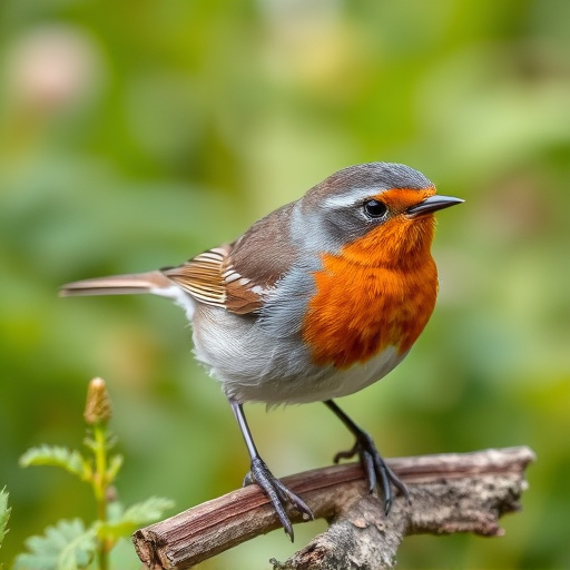 Close-up of robin in garden