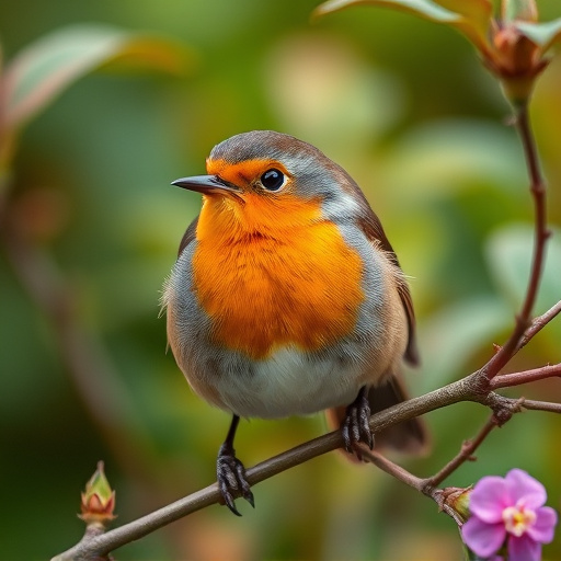 Close-up of robin in garden