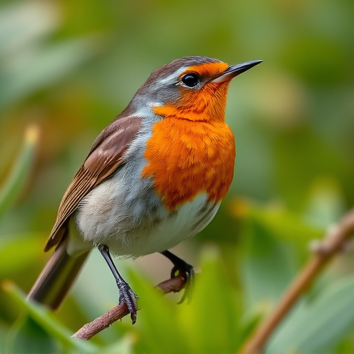 Close-up of robin in garden