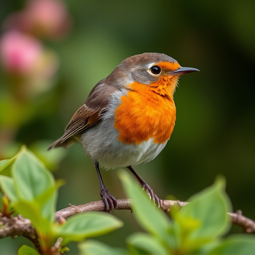 Close-up of robin in garden