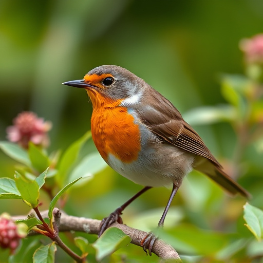 Close-up of robin in garden