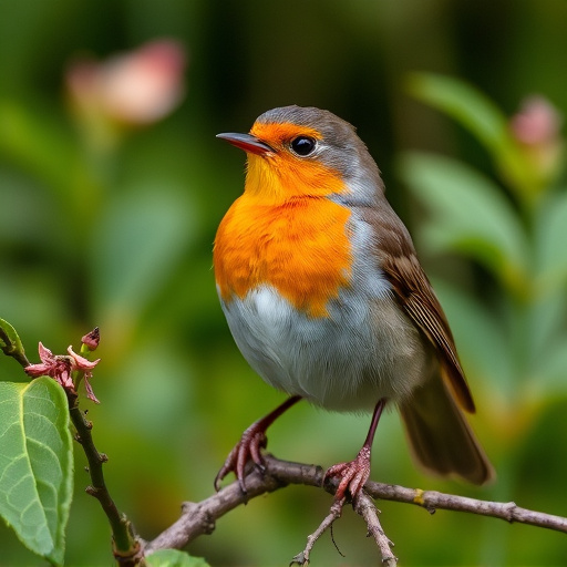 Close-up of robin in garden