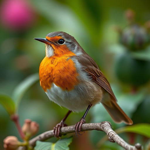 Close-up of robin in garden