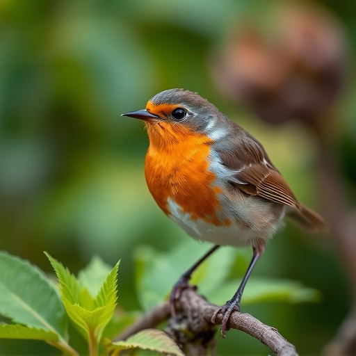 Close-up of robin in garden