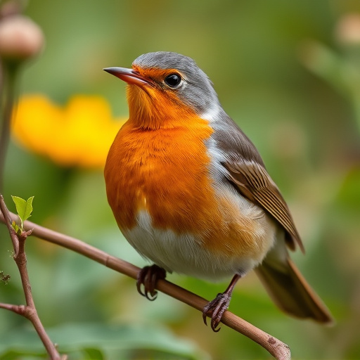 Close-up of robin in garden
