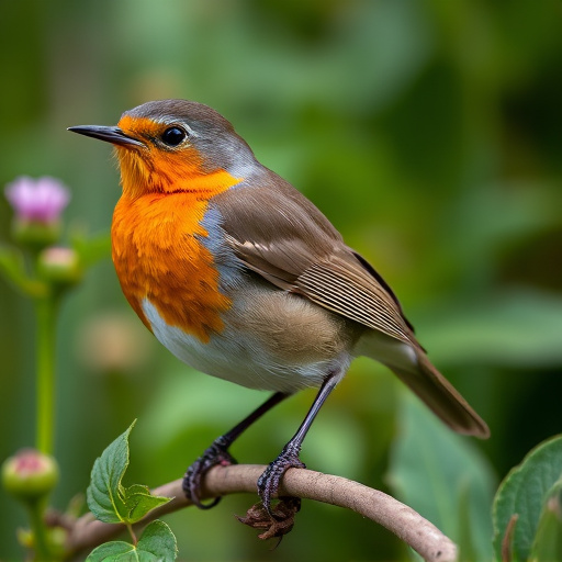 Close-up of robin in garden