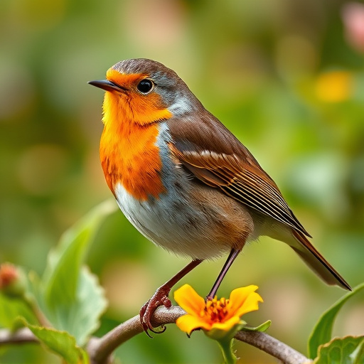 Close-up of robin in garden