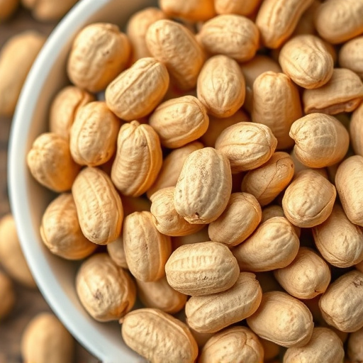 Close-up of shelled peanuts in bowl