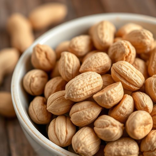 Close-up of shelled peanuts in bowl