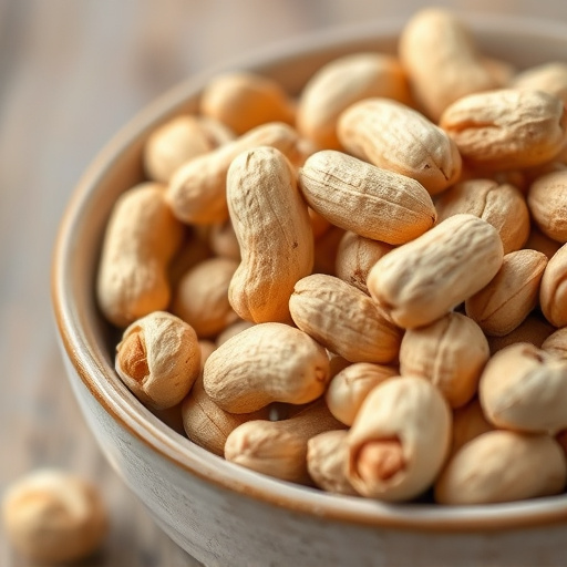 Close-up of shelled peanuts in bowl