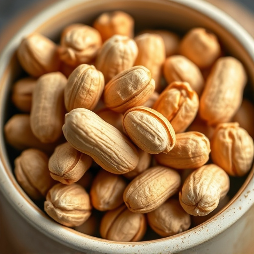 Close-up of shelled peanuts in bowl