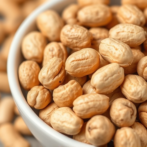Close-up of shelled peanuts in bowl