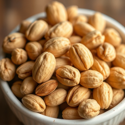 Close-up of shelled peanuts in bowl