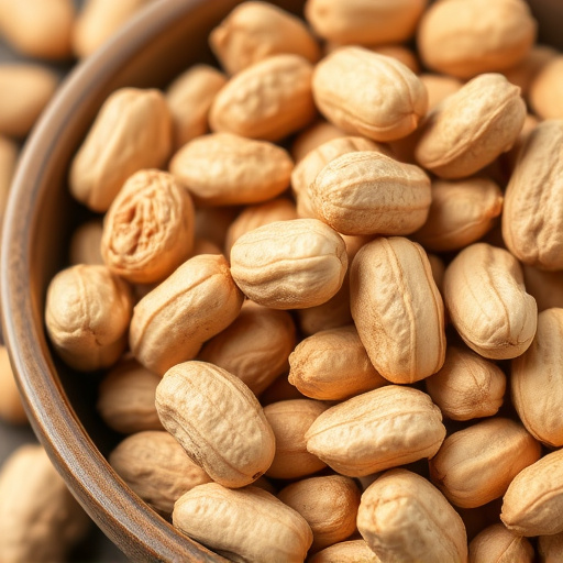 Close-up of shelled peanuts in bowl