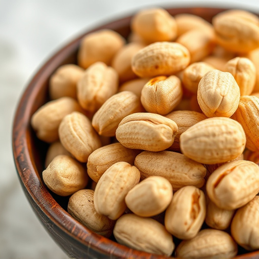 Close-up of shelled peanuts in bowl