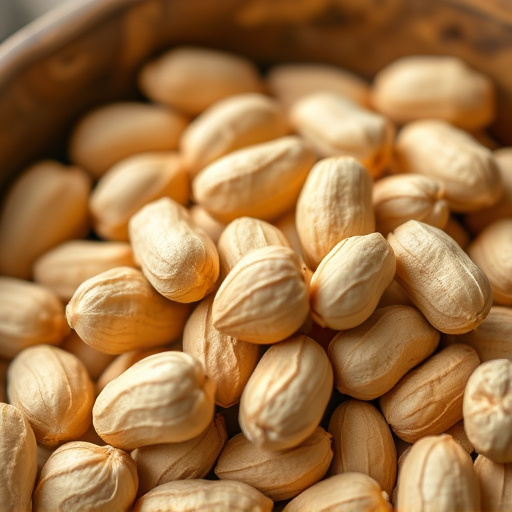 Close-up of shelled peanuts in bowl