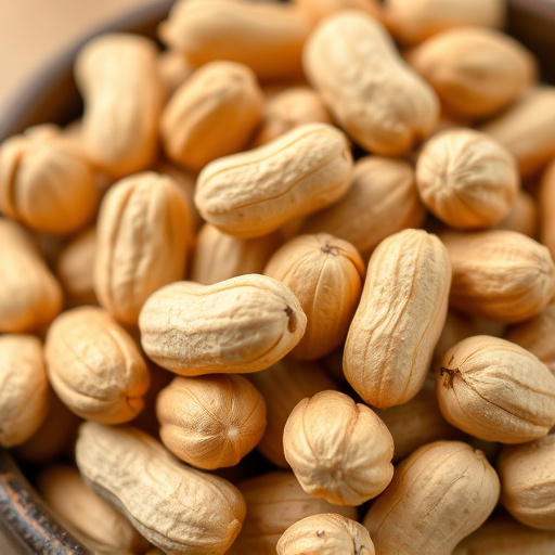 Close-up of shelled peanuts in bowl