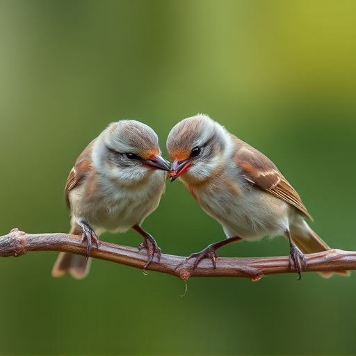 Close-up of small birds eating safely