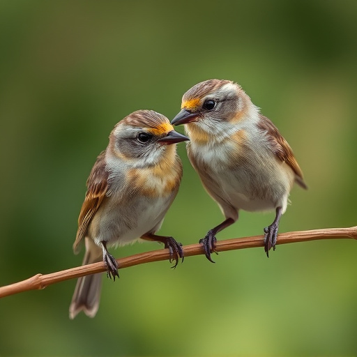 Close-up of small birds eating safely