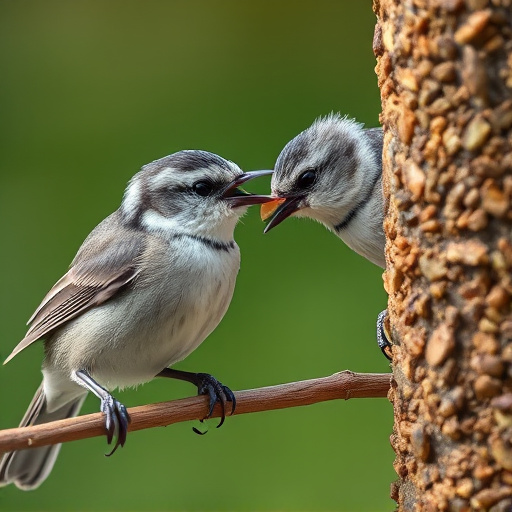 Close-up of small birds eating safely