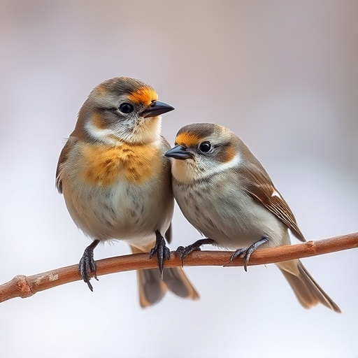 Close-up of small birds eating safely