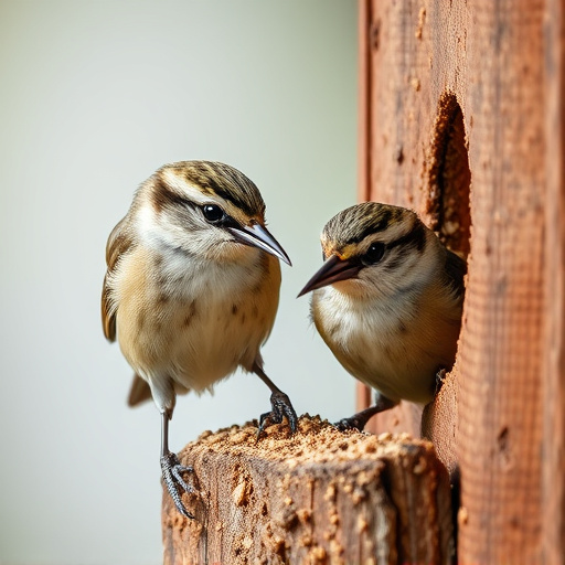 Close-up of small birds eating safely