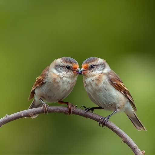 Close-up of small birds eating safely