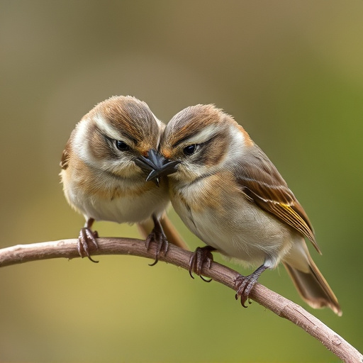 Close-up of small birds eating safely