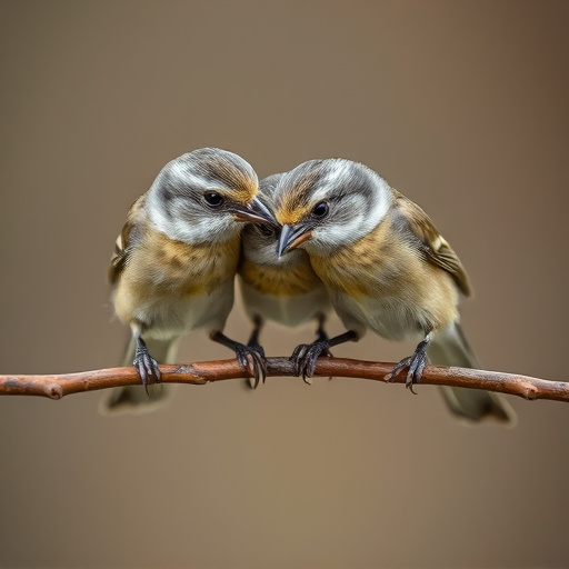 Close-up of small birds eating safely