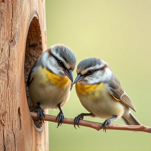 Close-up of small birds eating safely