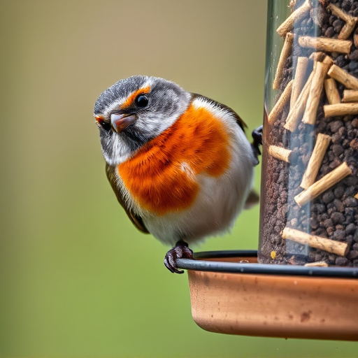 Close-up of suet feeder with robin
