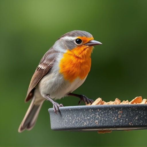 Close-up of suet feeder with robin