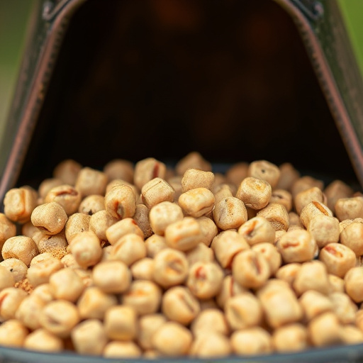 Close-up of suet pellets in feeder