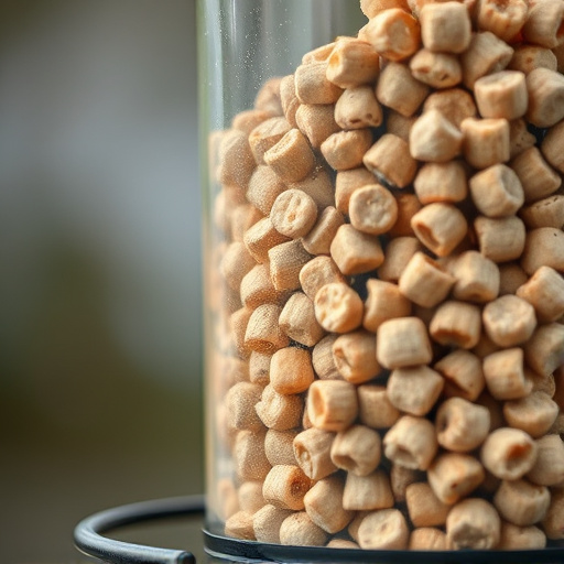 Close-up of suet pellets in feeder