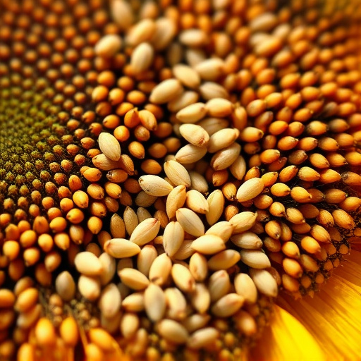 Close-up of sunflower and millet seeds