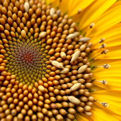 Close-up of sunflower and millet seeds