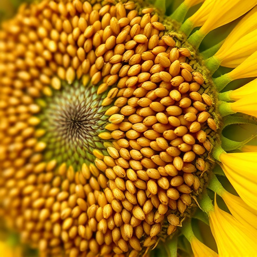 Close-up of sunflower and millet seeds