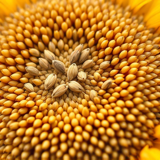 Close-up of sunflower and millet seeds