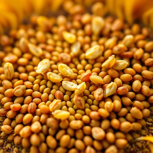 Close-up of sunflower and millet seeds