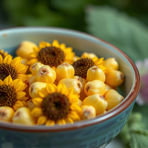 Close-up of sunflower hearts in bowl