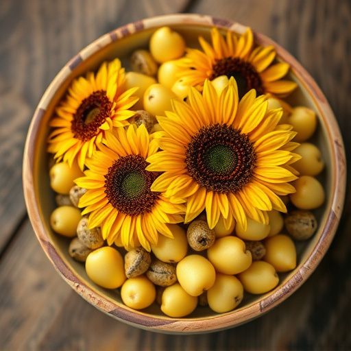 Close-up of sunflower hearts in bowl