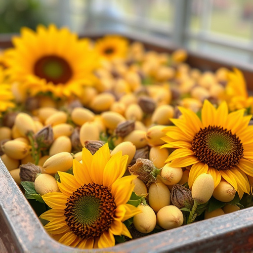 Close-up of sunflower hearts in tray