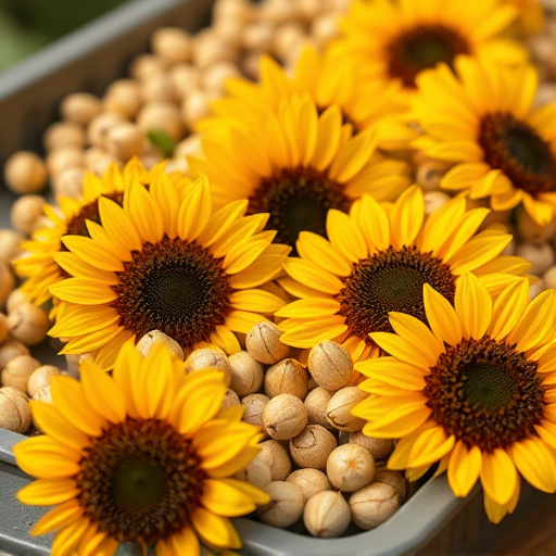 Close-up of sunflower hearts in tray